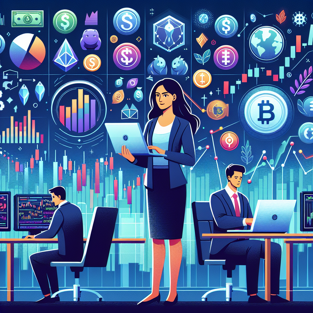 A professional, vibrant illustration depicting a diverse portfolio of financial assets, including stocks, bonds, real estate, and cryptocurrencies, represented through colorful graphs and icons, with a confident trader analyzing data on a laptop in the foreground.