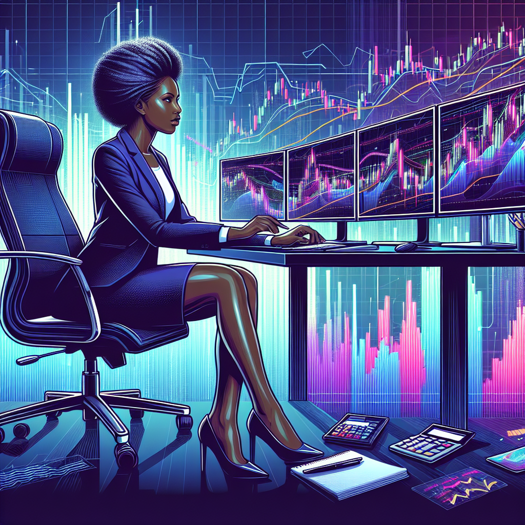 A professional vibrant illustration depicting a day trader analyzing market trends on multiple screens, surrounded by charts, graphs, and trading tools, symbolizing speed and precision in trade execution.