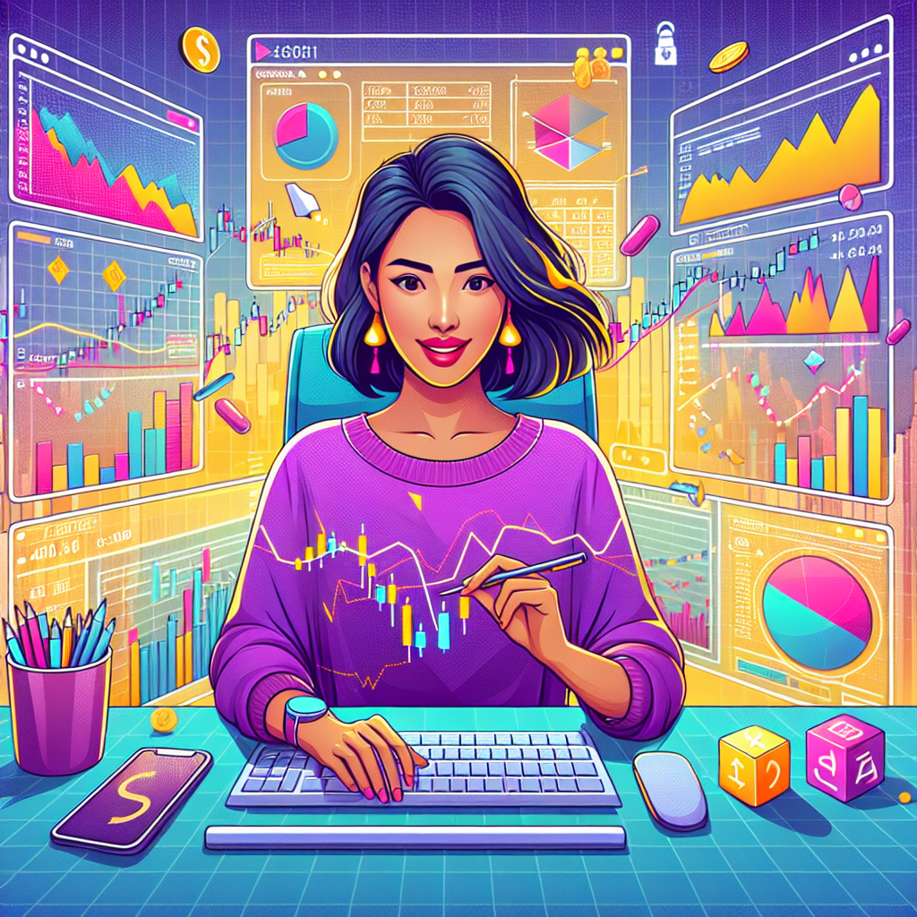 A professional illustration depicting a day trader analyzing various asset classes, including stocks, commodities, and cryptocurrencies, set against a vibrant backdrop of financial charts and graphs.